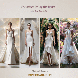 Cover of ‘The Brides’ Garden’, a curated selection of bridal gown designs presented as visual inspiration for refined, custom-made creations.